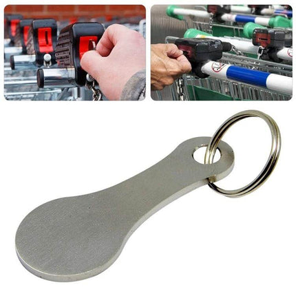Metal Key Ring Cart Token Silver For Everyday Shopping compact aluminum alloy shopping cart token and keyring, rust-free 5.5x2.3cm, lightweight durable