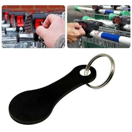Metal Key Ring Cart Token Silver For Everyday Shopping - aluminum alloy shopping cart token keyring shown with carts and black token on key ring