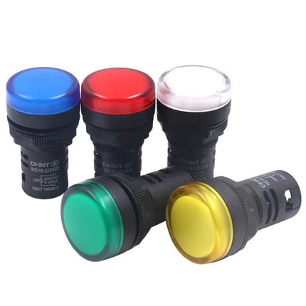 CHINT LED Signal Light for Machinery Status Indication showing five colored LED indicator lights (red, blue, white, green, yellow) for industrial equipment