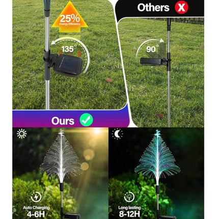 Christmas Tree Solar Light Star Moon Lamp For Outdoor Decor with 135° rotatable widened solar panel, 79cm height, auto-charging and long-lasting color lights