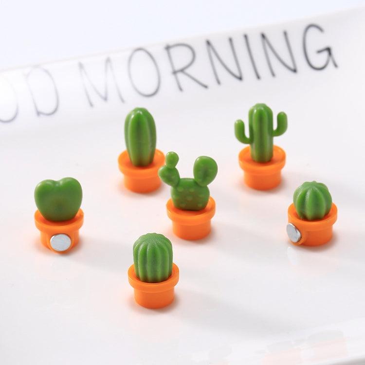 Set of 6 Magnetic Cactus Fridge Stickers - Whimsical Greenery Decor