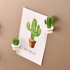 Set of 6 Magnetic Cactus Fridge Stickers - Whimsical Greenery Decor