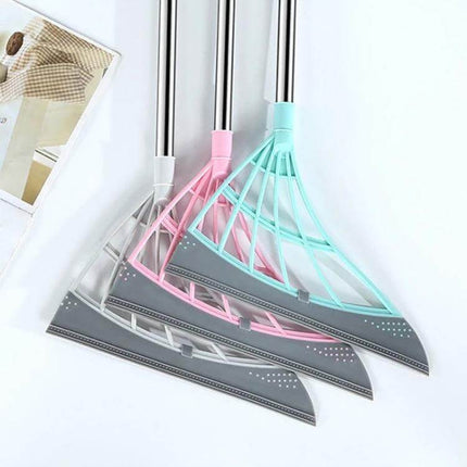 Magic Broom Soft Silicone Scraper Bathroom Wiper For Daily Cleanup - three pastel-colored silicone squeegees with stainless handles for bathroom floors and glass