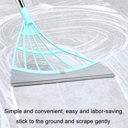 Magic Broom Soft Silicone Scraper Bathroom Wiper For Daily Cleanup - turquoise silicone scraper removing water and soap from tile floor
