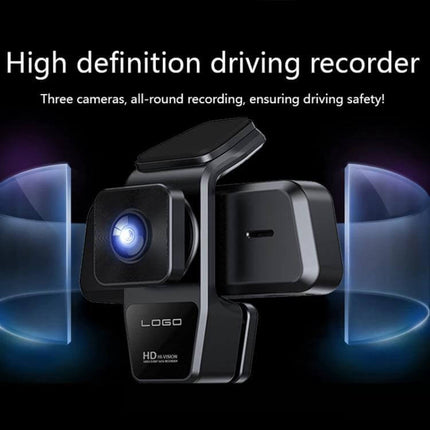 Car Dash Cam with Triple Camera Recording and Mobile App Playback - triple HD front interior rear recording with mobile app playback