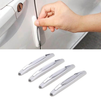 Car Door Anti-Collision Strips for Mirror Protection, 4-Piece Set - silver ABS/PVC door edge guards protecting car door and mirror from scratches