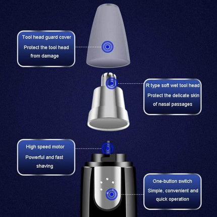 Electrical Nose Hair Trimmer Battery Powered for Easy Grooming - compact 360-degree rotating blade, one AA battery, travel-friendly ergonomic design