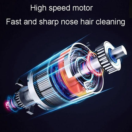 Electrical Nose Hair Trimmer Battery Powered for Easy Grooming showing high-speed motor and 360-degree rotating blade internal view