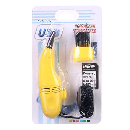 Portable USB-Powered Keyboard Cleaning Brush for Dust Removal - yellow USB-powered mini vacuum with brush attachments for keyboard debris