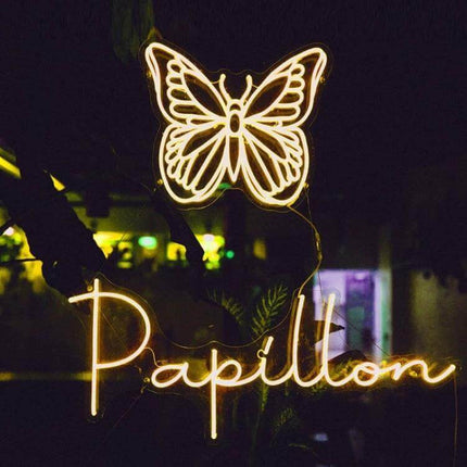 2m USB LED Light Strip Pink for Cozy Home Mood Lighting illuminated butterfly and Papillon sign warm pink glow on window display