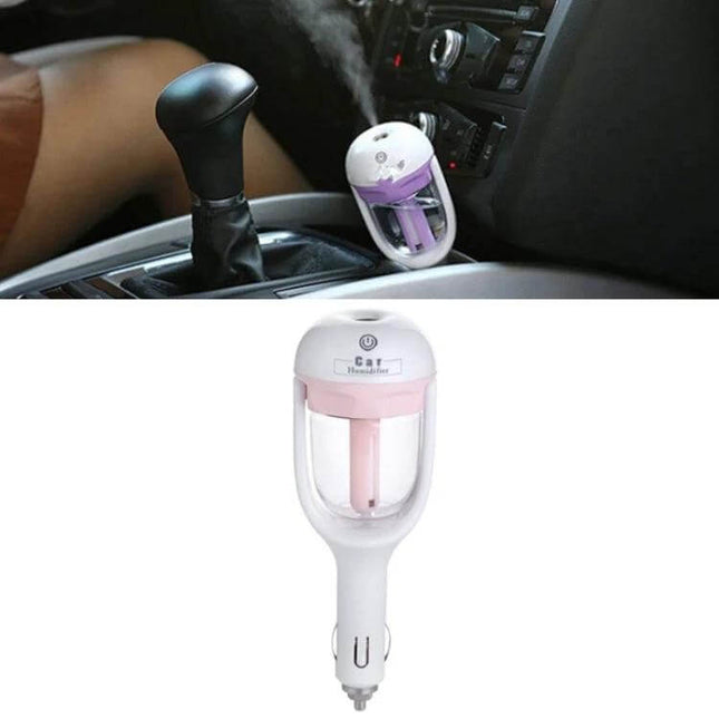Car Negative Ion Humidifier For Aromatherapy In The Car compact ultrasonic diffuser plugged into car cup holder