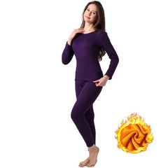 Luxurious Gold Velvet Thermal Base Layer Set for Ultimate Cold Protection L Female Purple