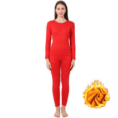 Luxurious Gold Velvet Thermal Base Layer Set for Ultimate Cold Protection L Female Red