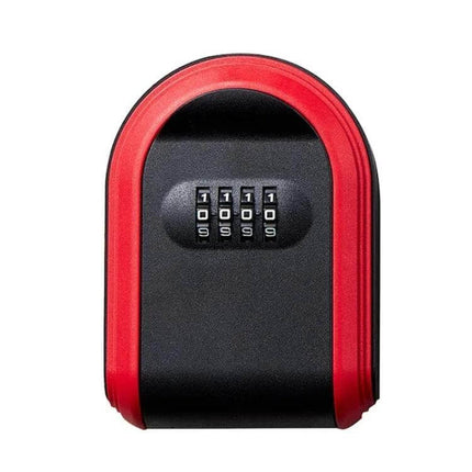 Durable Plastic Key Box with Password Lock for Secure Storage - red and black combination lock key safe for home, office, travel (compact)