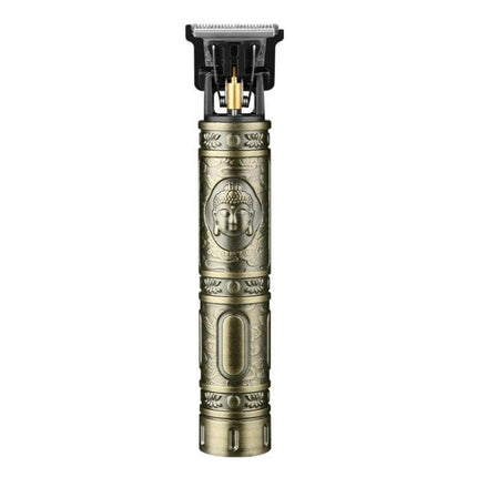 Alt Tag: Electrical Haircut Pusher For Home Use With Buddha Head Design compact rechargeable trimmer with 0.1mm blade and washable hollow head