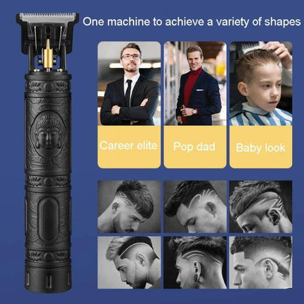 Electrical Haircut Pusher For Home Use With Buddha Head Design compact rechargeable trimmer with 0.1mm blade for precise fades and shaved designs