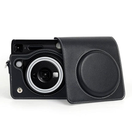 Fujifilm Instax SQ40 PU Leather Protective Storage Case showing black camera case with front cover open