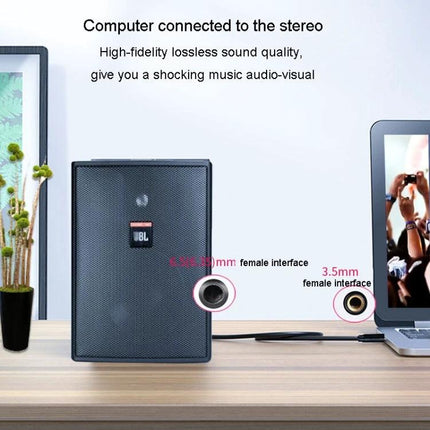 JINGHUA Cable for Connecting Devices in Daily Audio Setup connecting laptop to speaker with 3.5mm and 6.5mm gold-plated connectors