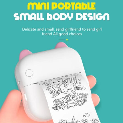 Compact Cartoon Bluetooth Printer for Everyday Photo Printing small white portable thermal printer with cartoon-printed photo roll