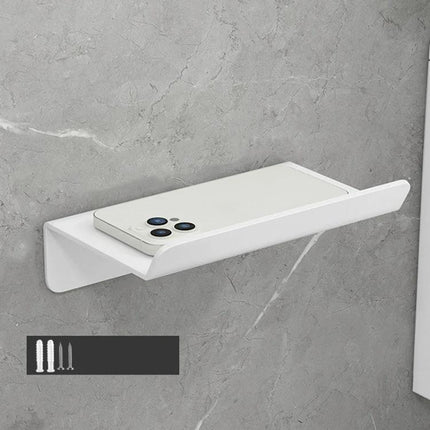 Practical Bathroom Shelf for Daily Paper and Phone Storage mounted on wall holding a smartphone and toilet paper space-saving organizer