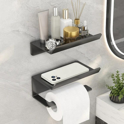 Practical Bathroom Shelf for Daily Paper and Phone Storage — slim wall-mounted holder with phone rest and toilet paper rack
