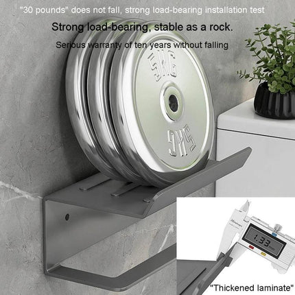 Practical Bathroom Shelf for Daily Paper and Phone Storage - steel wall-mounted shelf holding heavy weights and phone within reach