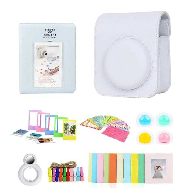 Polaroid Mini12 Camera Bag with Photo Album and Accessories in Multiple Colors - white bag, pastel album and instant photo accessories