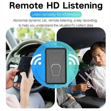 Waterproof GPS Tracker for Vehicle and Personal Safety showing in-car remote HD listening and real-time location monitoring