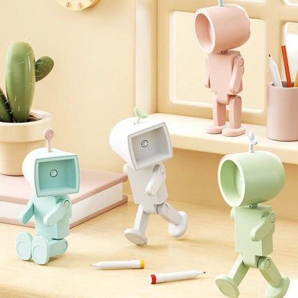 Compact Astronaut Night Light for Home Desk Decorations - pastel robot astronaut desk night light providing soft ambient glow for reading and decor