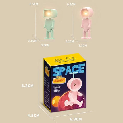 Compact Astronaut Night Light for Home Desk Decorations - pastel pink and mint desk lamp with packaging