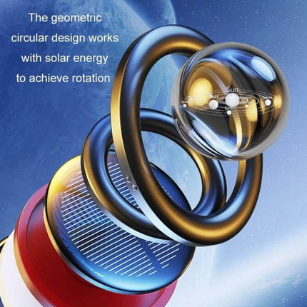 Interstellar Vast Solar Car Aromatherapy Ornaments Black compact anodized metal solar-powered rotating car diffuser with geometric rings