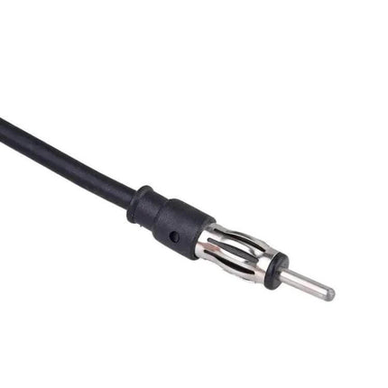 Universal Automotive Antenna for Car AM and FM Radio Use — close-up of male antenna cable plug and connector for improved reception