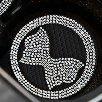 Car Multifunctional Anti Slip Coaster With Diamond Bow Crystal in black PVC with sparkling rhinestone bow, non-slip cup holder protector for cars