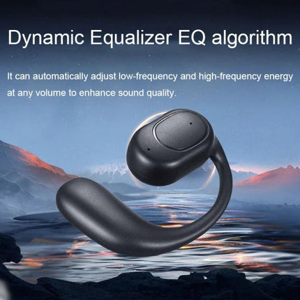 Ear Hook Wireless Earphones For Commuting, Workouts, Calls showing D6 OWS ear-mounted design with EQ algorithm
