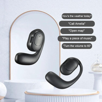 Ear Hook Wireless Earphones For Commuting, Workouts, Calls - D6 OWS ear-mounted Bluetooth earbuds with ear-hanging silicone tips