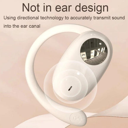 Open Ear Bluetooth Earphones For Commuting And Hands Free Calls white open-ear JS911 ear-mounted design with LED display