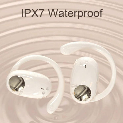Open Ear Bluetooth Earphones For Commuting And Hands Free Calls white IPX7 waterproof ear-mounted design with LED display