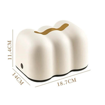 Cloud Tissue Box Holder Cream For Tabletop Or Wall Mount - cream PP push-type cloud-shaped dispenser with spring base, 18.7x14x11.4cm, tabletop or wall mount