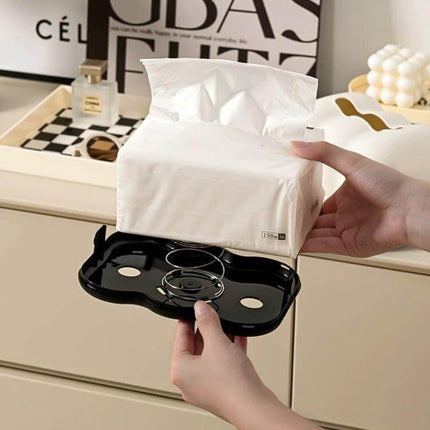 Cloud Tissue Box Holder Cream For Tabletop Or Wall Mount - cream cloud-shaped PP tissue dispenser with spring base, tabletop or wall-mount, hands refilling tissues