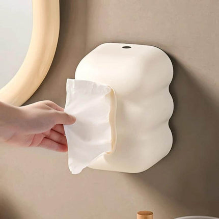 Cloud Tissue Box Holder Cream For Tabletop Or Wall Mount wall-mounted cream PP dispenser with spring base for easy push-type tissue dispensing
