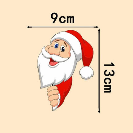 Christmas Santa Claus and Elk Car Window Sticker Decals - smiling Santa head sticker 9x13cm for car windows, bumpers, helmets, removable holiday decal