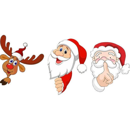 Christmas Santa Claus and Elk Car Window Sticker Decals - festive Santa and reindeer decals for car windows, bumpers, helmets (removable)
