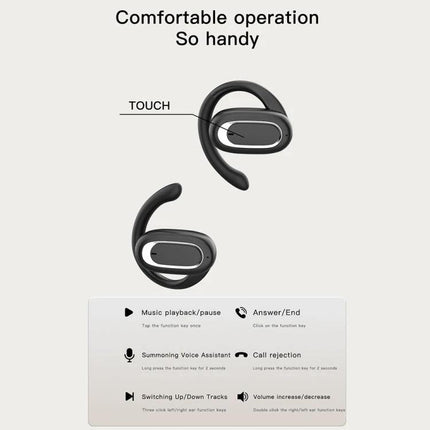 Adjustable Ear Hook Wireless Earphones For Commuting And Gym Use breathable adjustable ear-hook black white blue fit