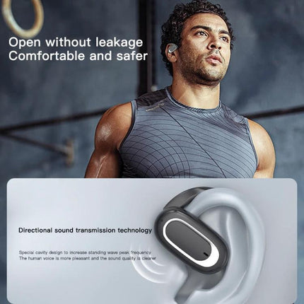 Adjustable Ear Hook Wireless Earphones For Commuting And Gym Use - breathable ear-hook earbuds in black white blue for stable gym commute