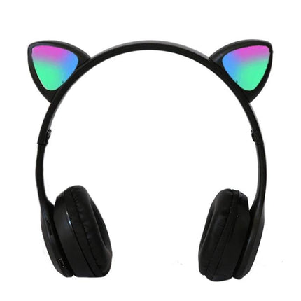 Lighted Cat Ear Bluetooth Headset For Casual Gaming And Music with purple pink LED cat ears and Bluetooth 5.0 wireless