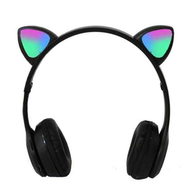 Lighted Cat Ear Bluetooth Headset For Casual Gaming And Music with purple pink LED cat ears and Bluetooth 5.0 wireless