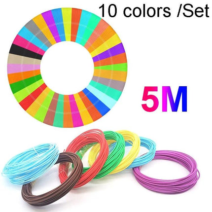 1.75mm PCL 3D Printing Filament Set with 10 Colors bright multicolor coils 5M per color for hobbyists educators prototypes