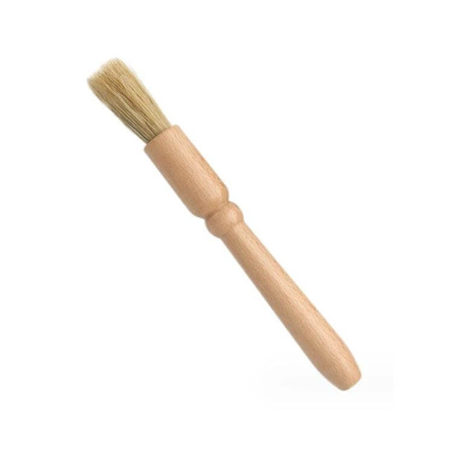 Alt Tag: Round Wooden Brush for Car Interior Air Vent Cleaning – wooden-handled round brush with stiff bristles for removing dust from car vents and tight spaces