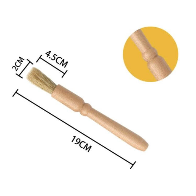 Round Wooden Brush for Car Interior Air Vent Cleaning - 19cm wooden handle with durable bristles for vents and tight spaces
