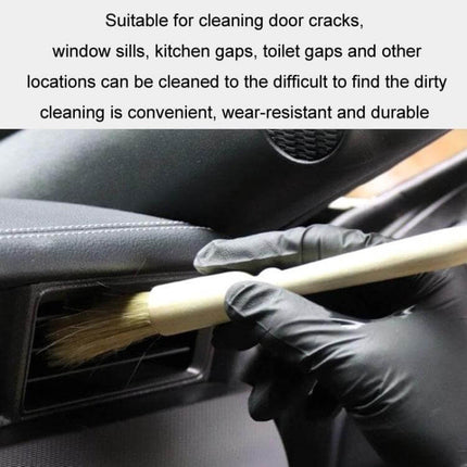 Round Wooden Brush for Car Interior Air Vent Cleaning gently brushing dust from car vent with wooden handle and durable bristles